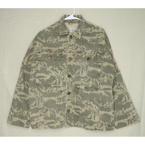 Current/Elliott Militia Camo Denim Jacket Womens Medium Military Oversized